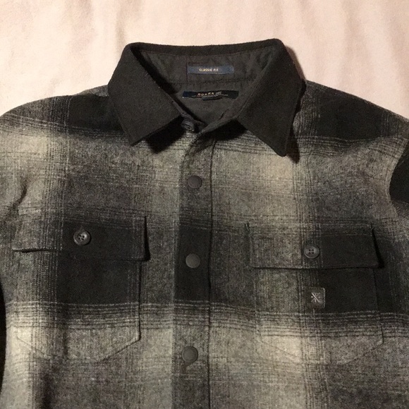 Roark Mens Small flannel shirt jacket. Charcoal, poly, wool, acrylic blend. - Picture 3 of 11